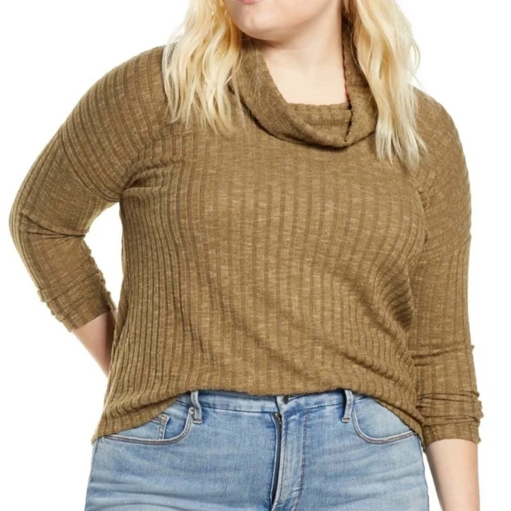 NWT BP Nordstrom Olive Color Ribbed Turtleneck‎ Pullover Top